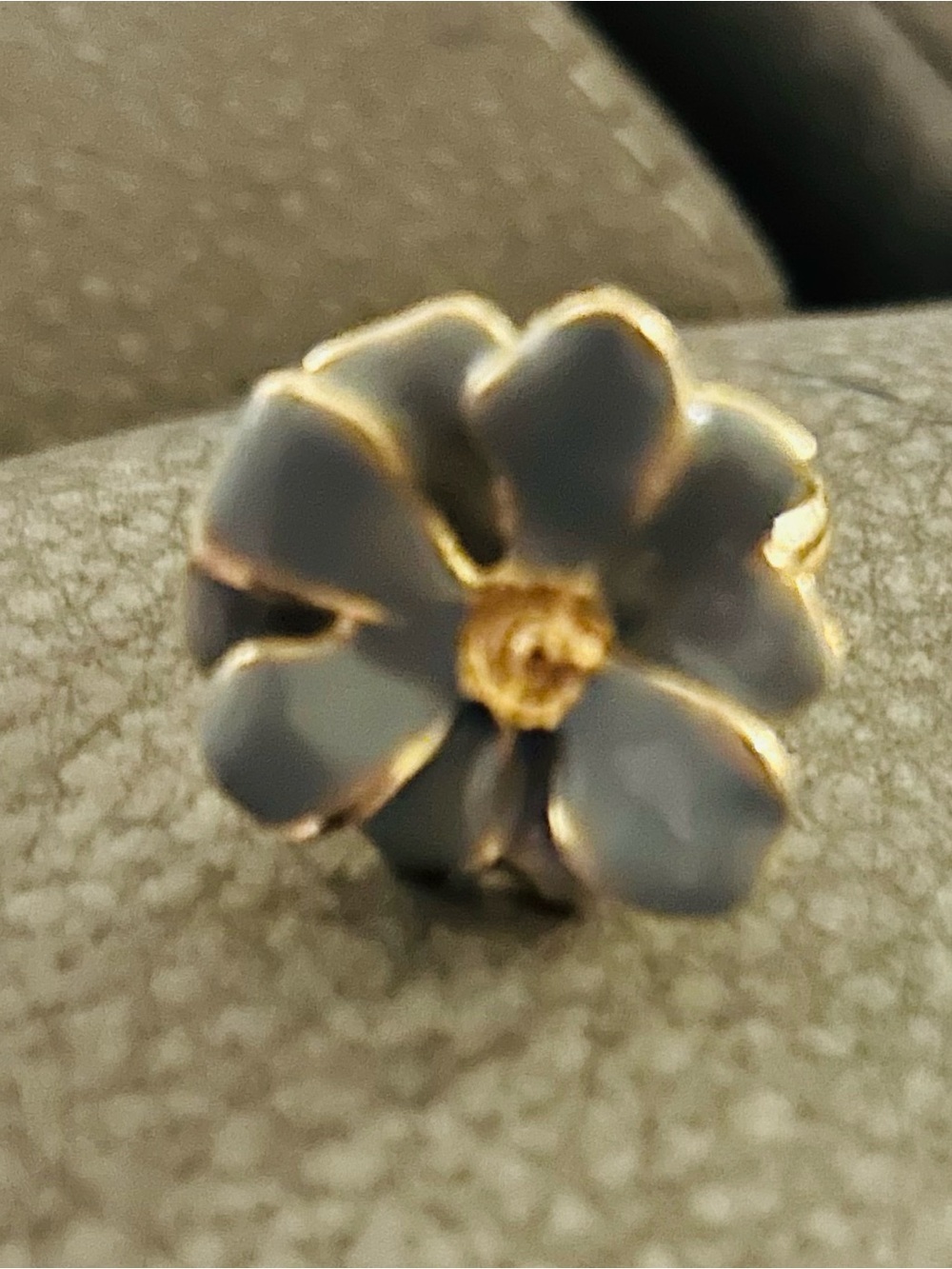 Gold-Trim Gray Floral Ring - Women's Jewelry